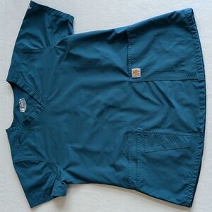 Carhartt Scrubs Force Modern Fit Twill V-Neck Turquoise Top Women's Size Medium